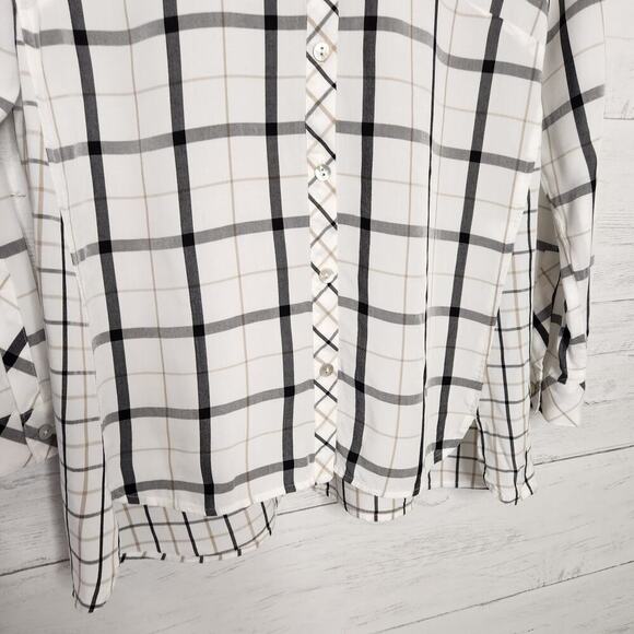 J. Jill Black & White Plaid Longsleeve Button Down Small Petite - Picture 3 of 12